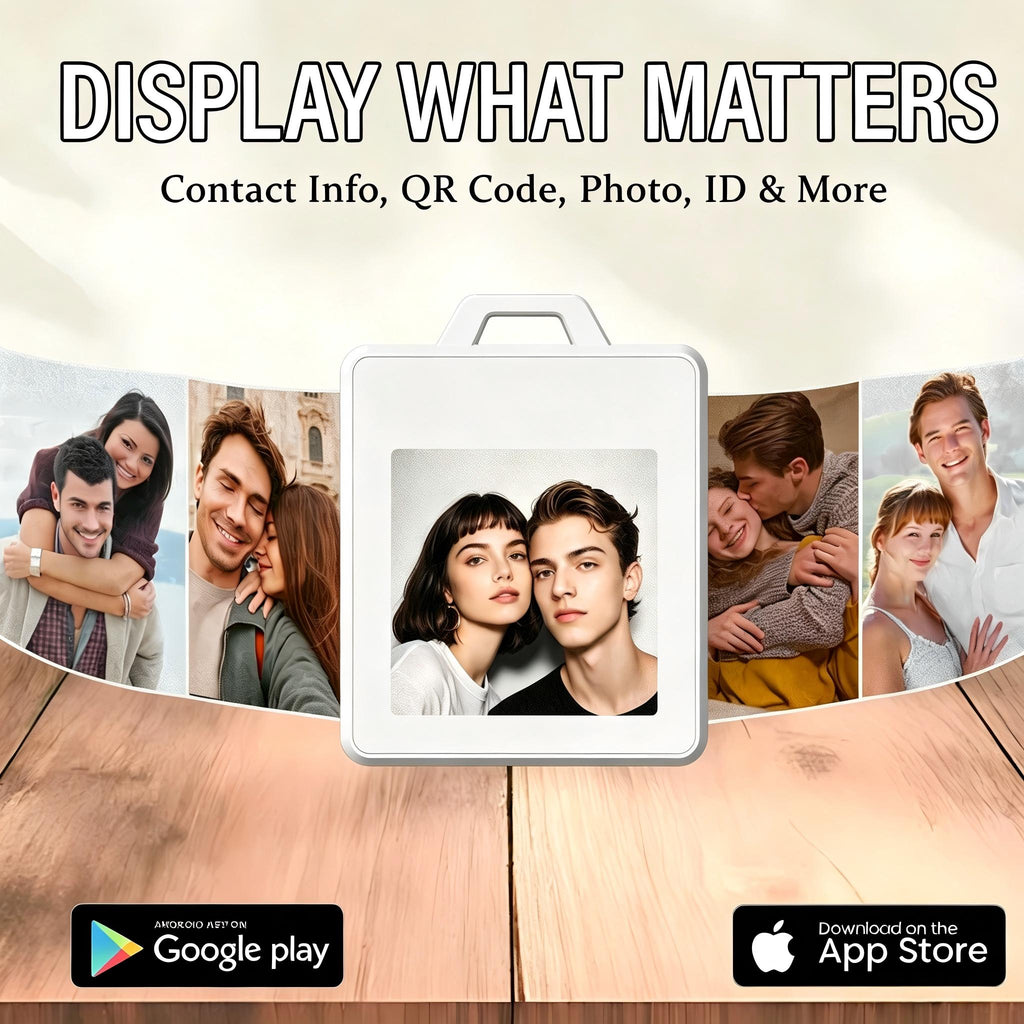E-ink Photo Keychain, Picture Keychain, Custom Photo Keychain with 4Color E-Ink Screen, Contact Sync&Display