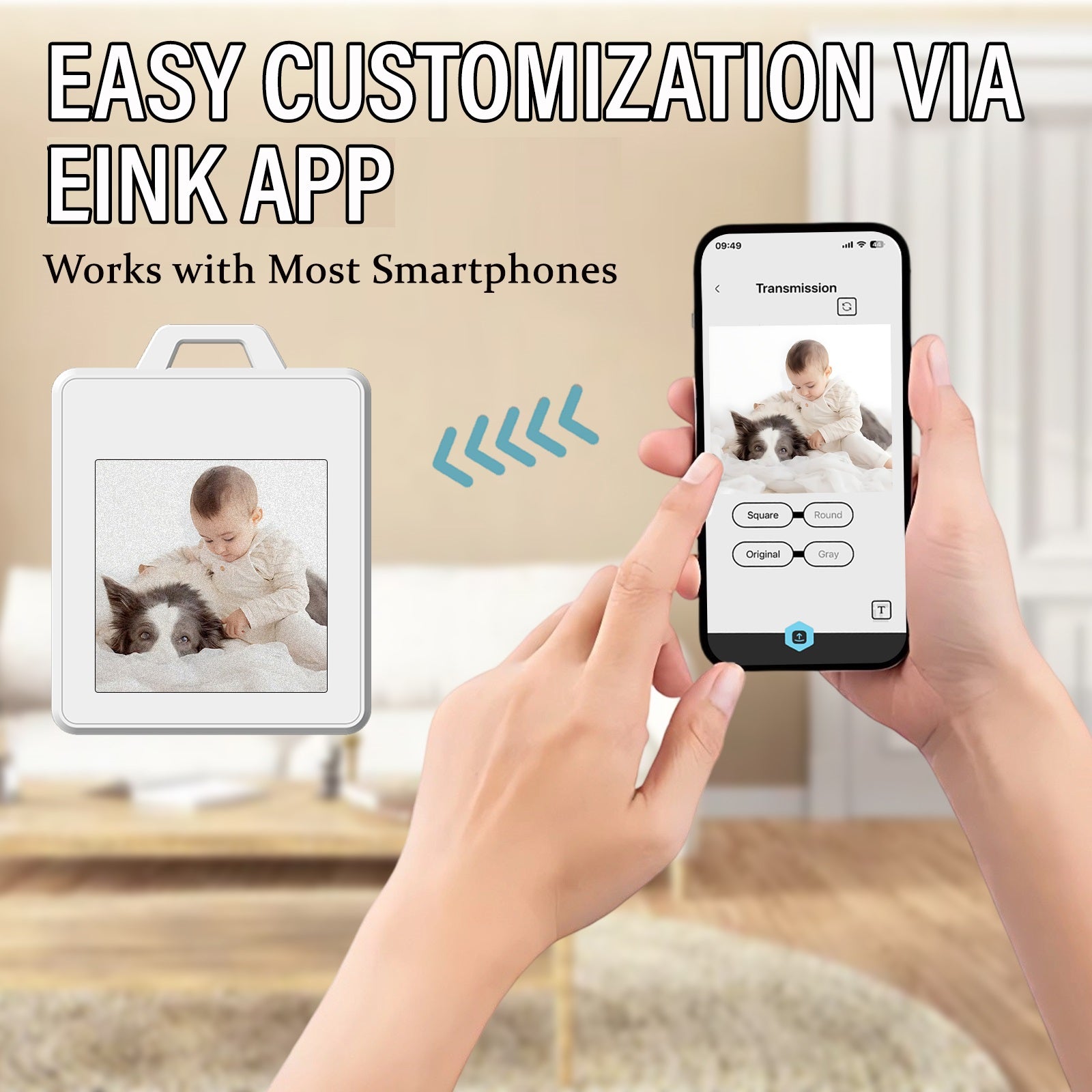 E-ink Photo Keychain, Picture Keychain, Custom Photo Keychain with 4Color E-Ink Screen, Contact Sync&Display