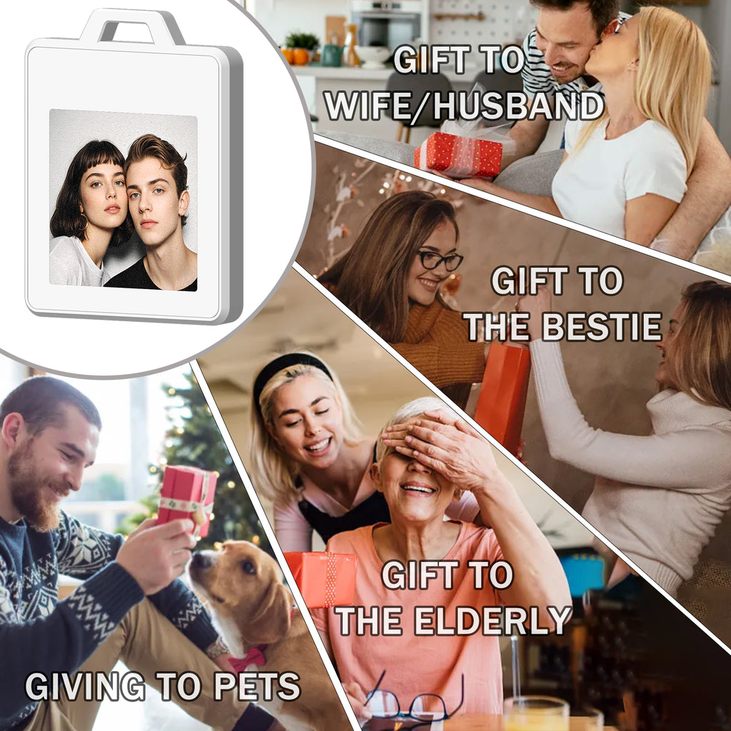 E-ink Photo Keychain, Picture Keychain, Custom Photo Keychain with 4Color E-Ink Screen, Contact Sync&Display