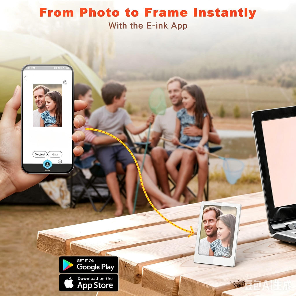 Mini Photo Frame, 4.0 Inch E-Ink Photo Frame, 768x528 IPS Four-Colour Ink Screen, Energy Saving Portable Picture Frame - Perfect Everyday Gift for Men Women