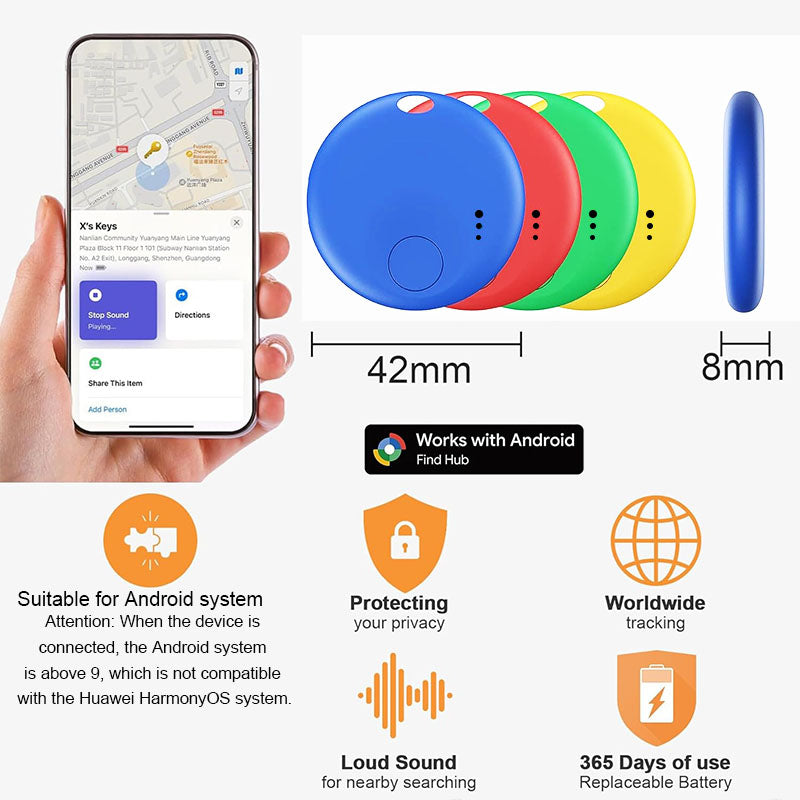 Air Tracker Tags, Bluetooth Tracker for Google Find Hub, Replaceable Battery, Anti-Lost Item Finder for Travel, Car, Luggage, Key and More